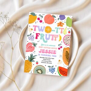 Editable two tti frutti birthday invitation two tti frutti 2nd birthday tutti frutti tropical summer party fruit party 1