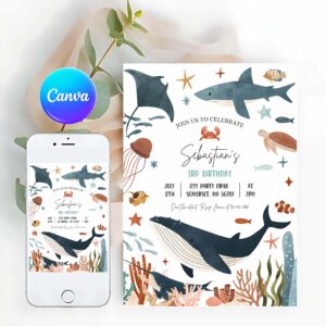 Under The Sea Invitation, Under the Sea 1st Birthday, Birthday Party Invitation