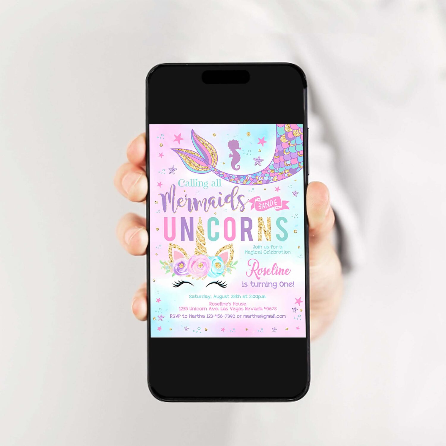 Editable unicorn mermaid birthday invitation mermaid invite unicorn party magical unicorn party invite 2