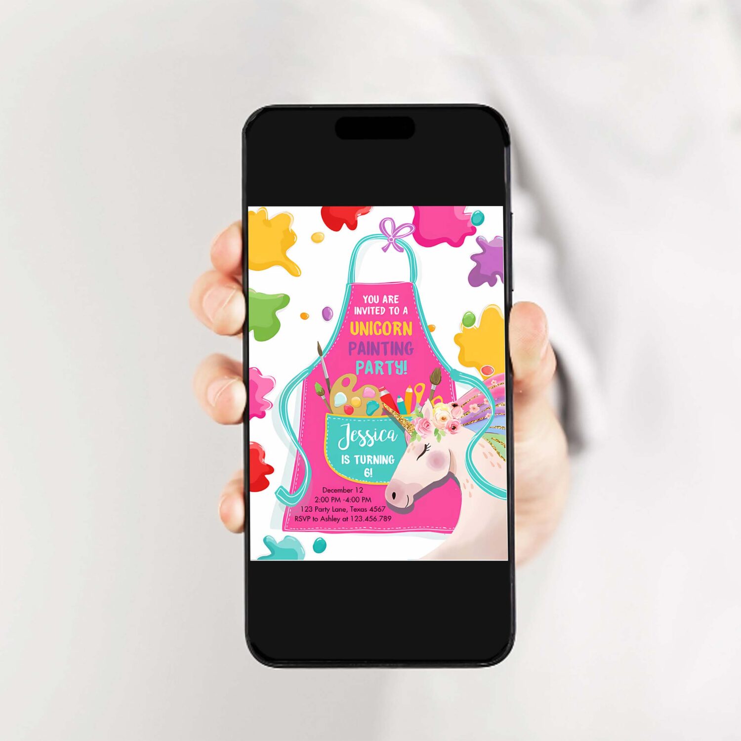 Editable unicorn painting party invitation art party birthday invite girl paint craft party download printable template digital corjl 0319 2
