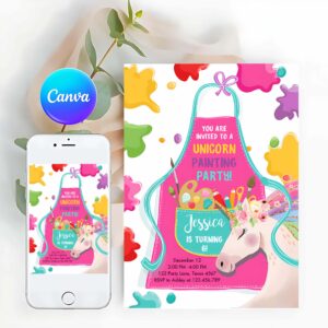 Unicorn Invitation, Unicorn Painting Party Invitation