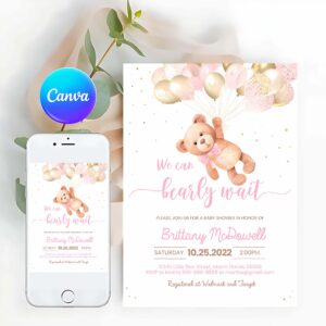 We Can Bearly Wait Invitation, We Can Bearly Wait Baby Shower Invitation