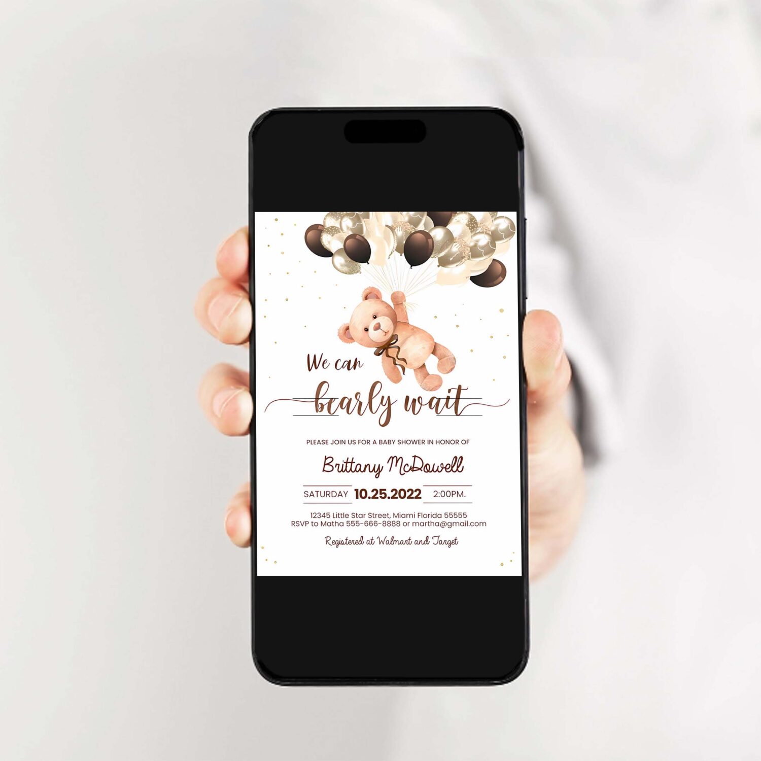 Editable we can bearly wait baby shower invitation teddy bear invite bear themed shower printable template 2