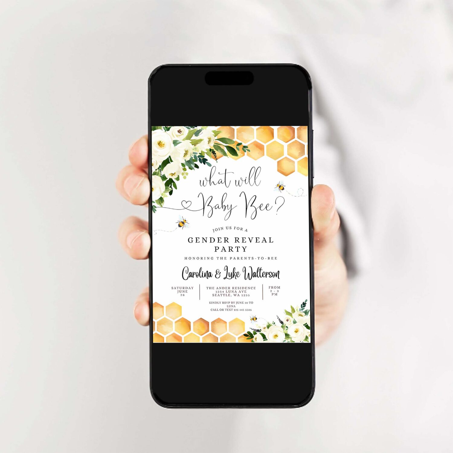 Editable what will baby bee gender reveal party baby bee invitation gender neutral invite printable template 2