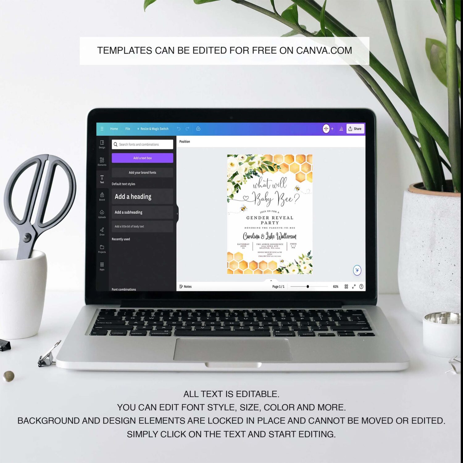 Editable what will baby bee gender reveal party baby bee invitation gender neutral invite printable template 3