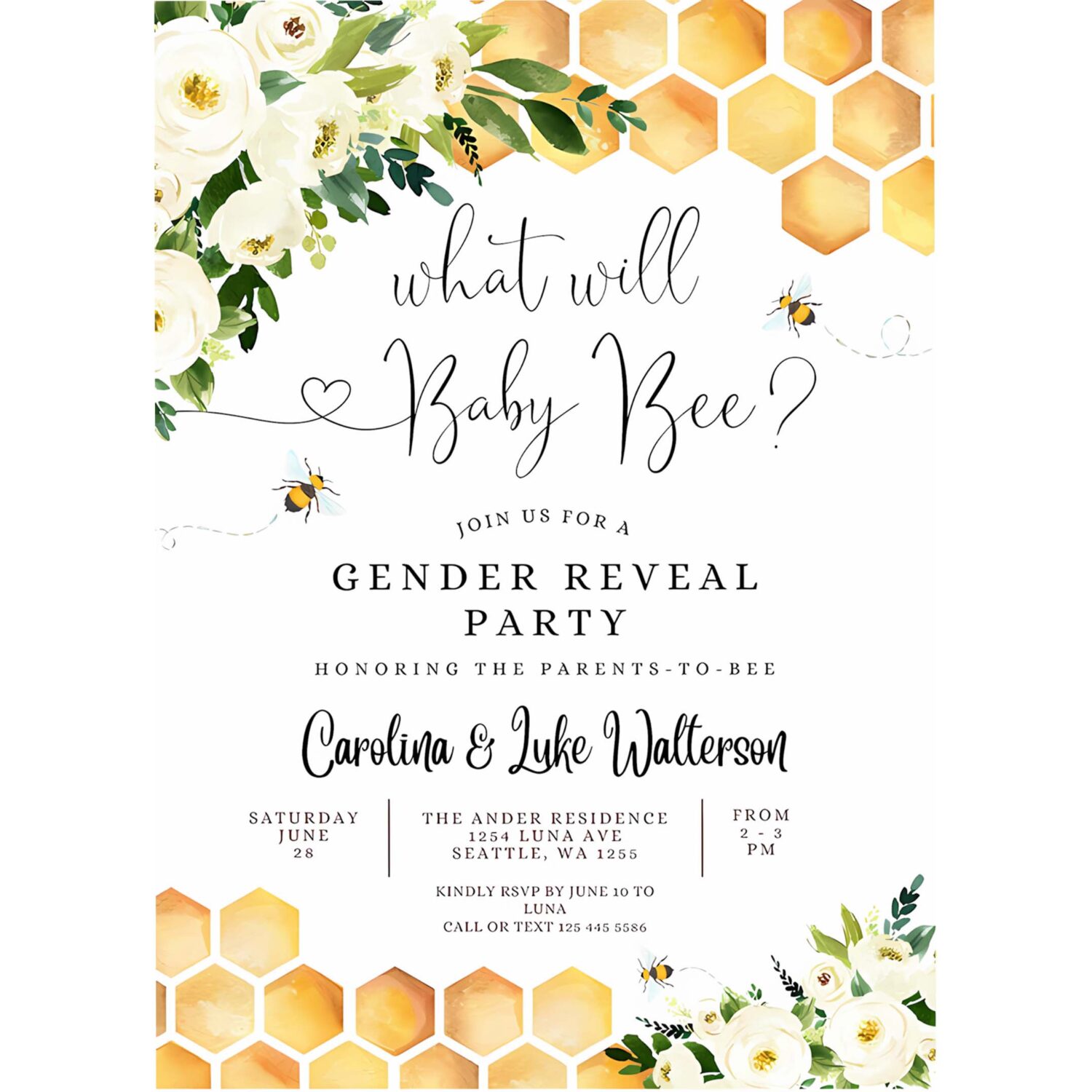 Editable what will baby bee gender reveal party baby bee invitation gender neutral invite printable template 4