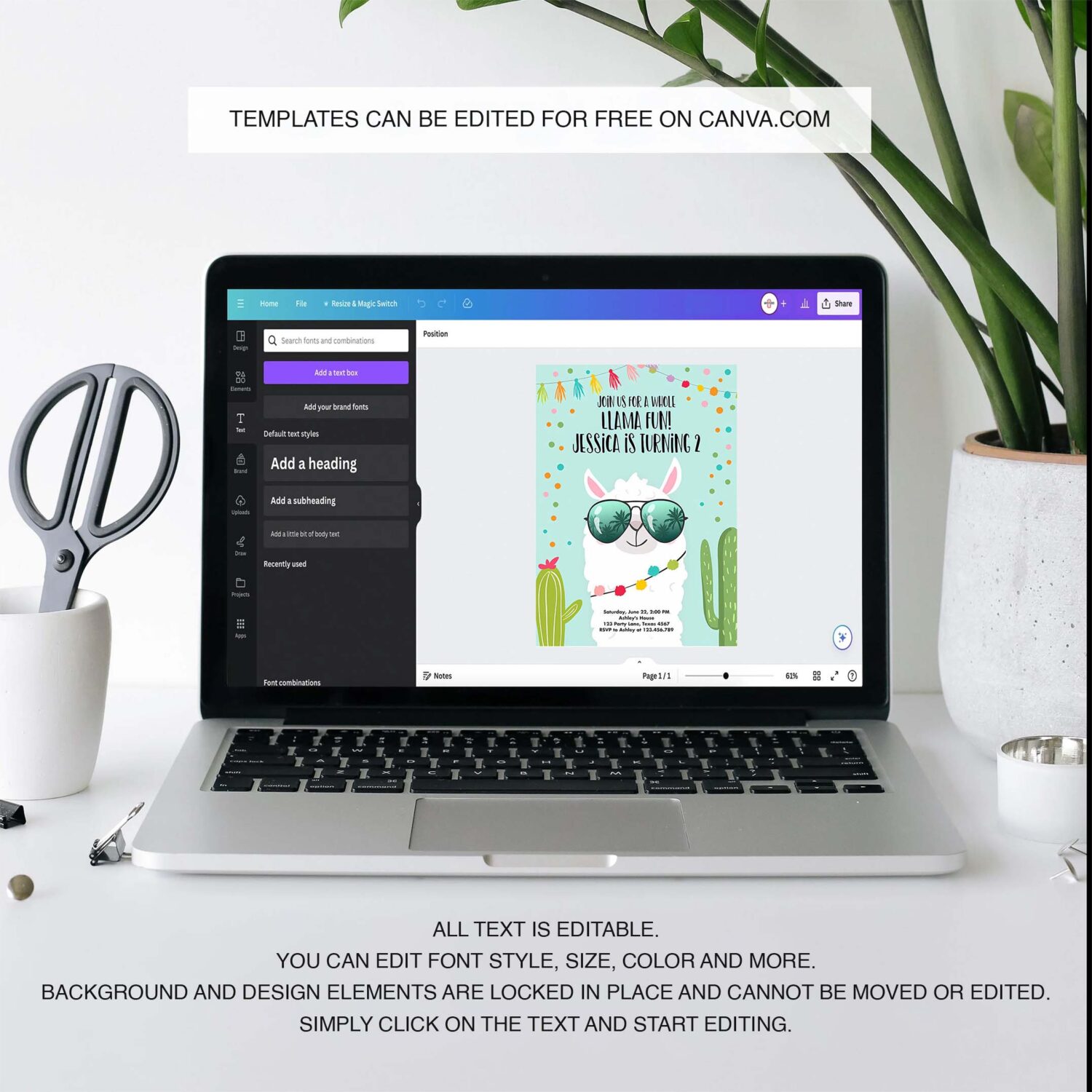Editable whole llama fun birthday invitation blue llama fiesta cactus confetti boy blue alpaca instant download printable template corjl 0079 3
