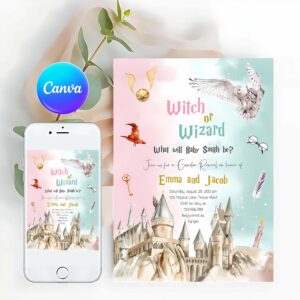 Wizard Invitation, Witch or Wizard Gender Reveal Invitation