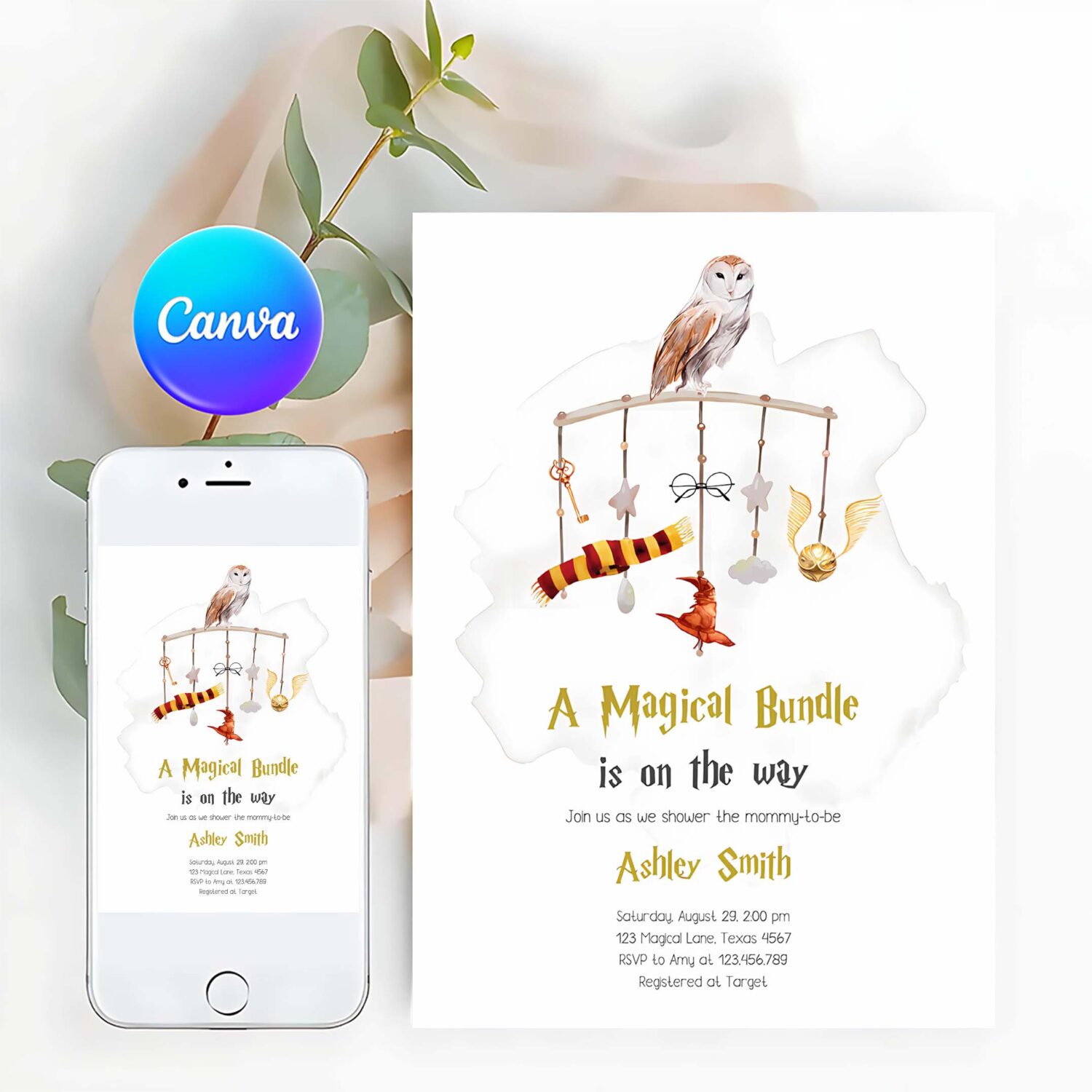Editable wizard baby shower invitation magical bundle shower invite school wizardry sprinkle download printable template digital corjl 0440