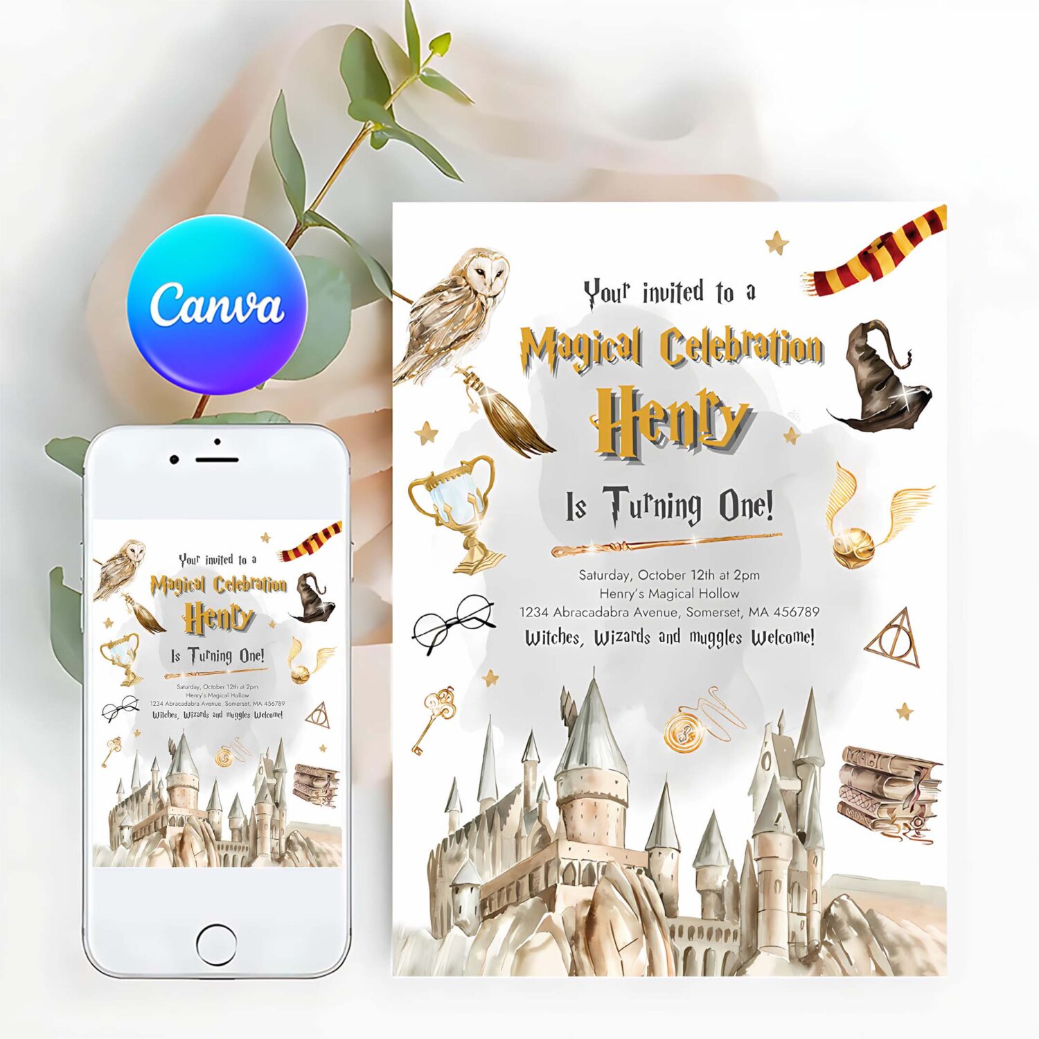 Editable wizard birthday invitation magical wizardry school birthday party witches wizard magical birthday party