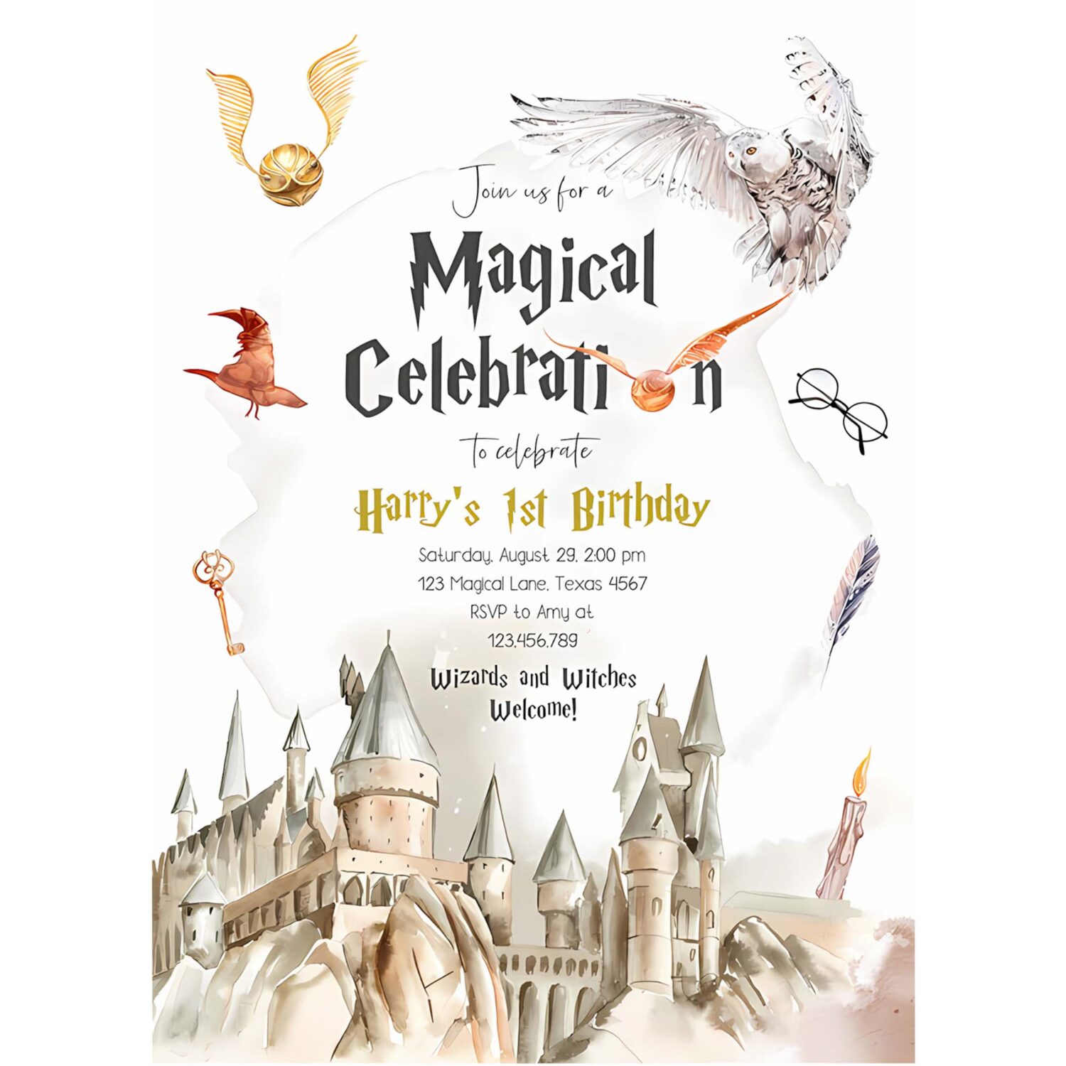 Editable wizard birthday invitation magical wizardry school birthday witches wizard magical birthday download printable template corjl 0440 4