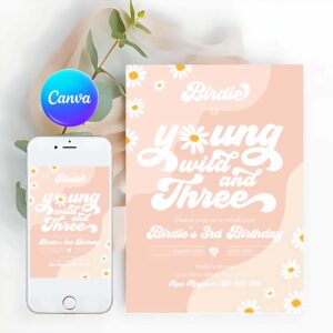 Young Wild And Three Invitation, Young Wild And Three 3rd Birthday Invitation
