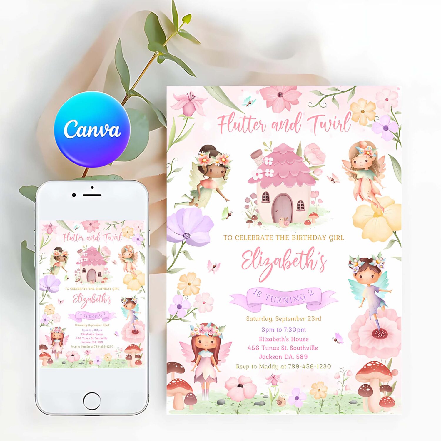 Fairy birthday girl invitation fairy birthday invitation fairy invitation