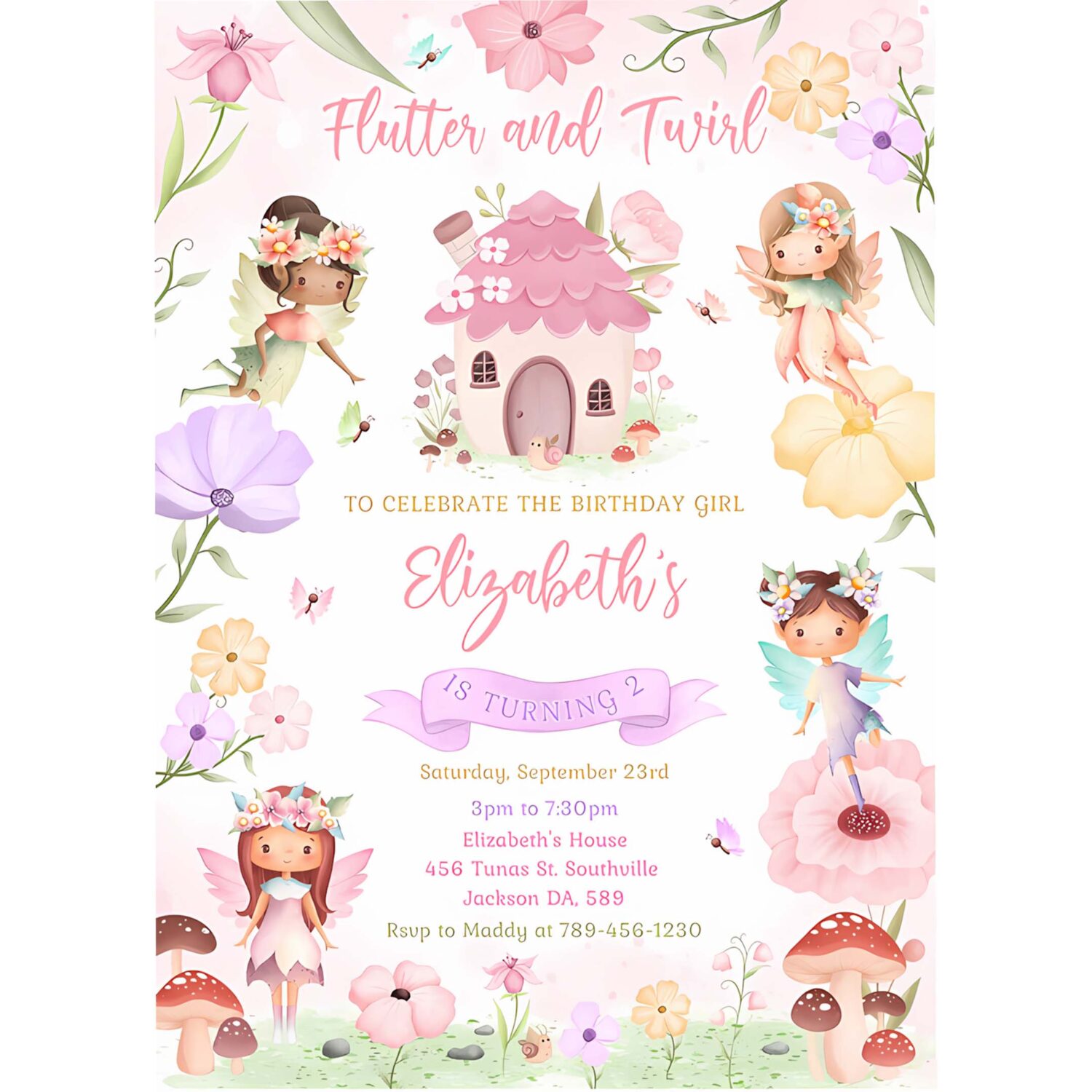 Fairy birthday girl invitation fairy birthday invitation fairy invitation 4
