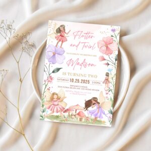 Fairy birthday invitation whimsical enchanted pixie fairy party magical floral fairy princess party 1