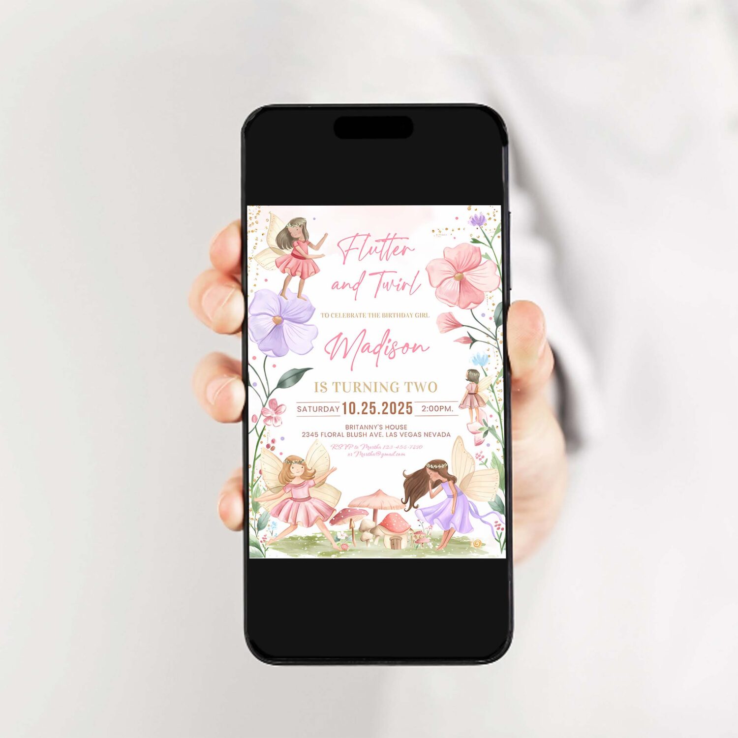 Fairy birthday invitation whimsical enchanted pixie fairy party magical floral fairy princess party 2