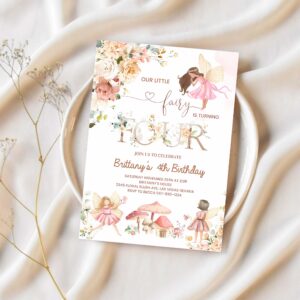 Fairy birthday invitation wildflower garden fairy floral 4th birthday invite butterfly magical 1