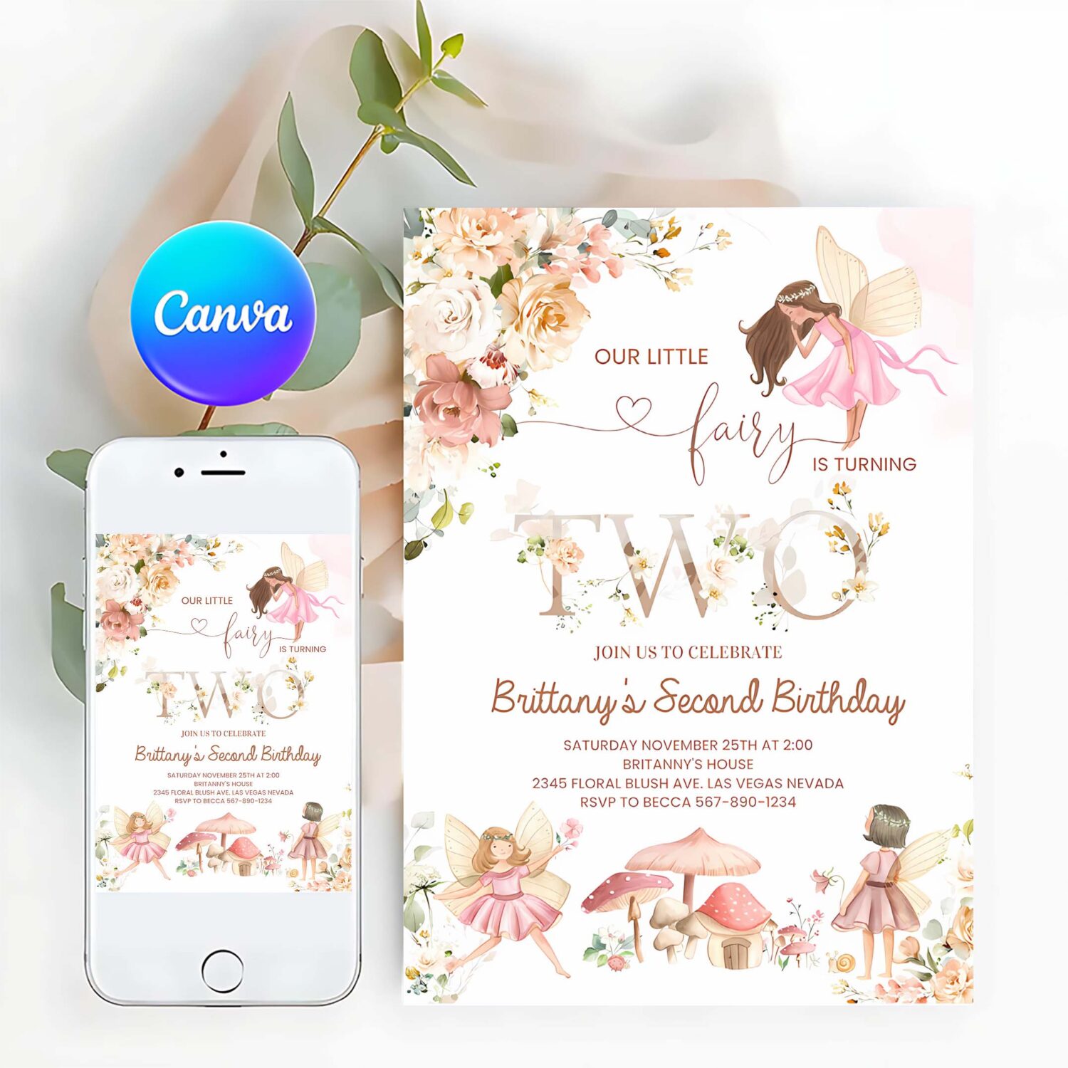 Fairy birthday invitation wildflower garden fairy floral birthday invite butterfly magical