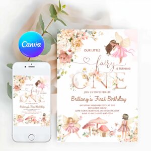 Fairy Invitation, Fairy First Birthday Invitation Wildflower Garden Fairy Floral Birthday Invite Butterfly Magical