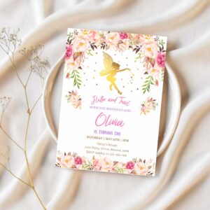 Fairy invitation fairy birthday invitation rustic floral fairy invitation magical floral fairy party 1