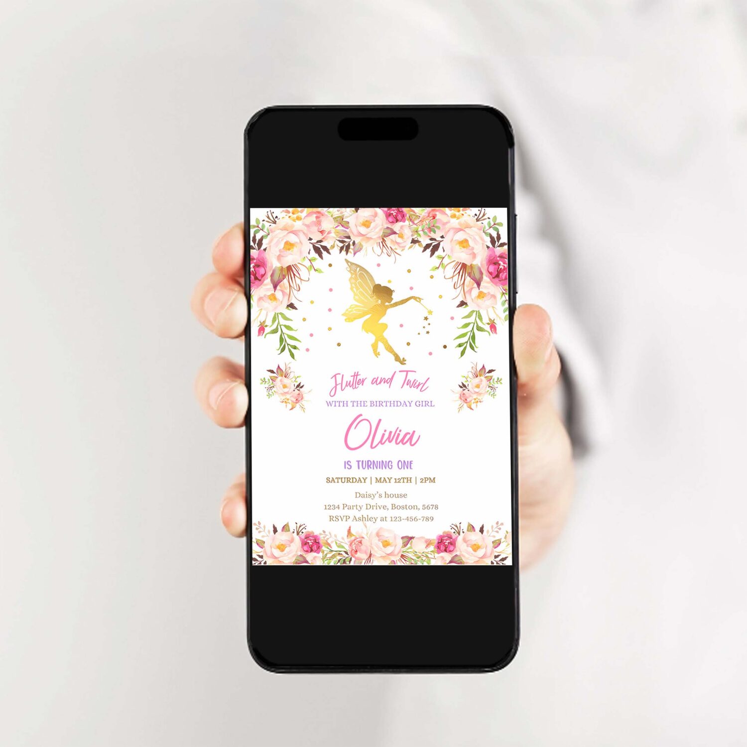 Fairy invitation fairy birthday invitation rustic floral fairy invitation magical floral fairy party 2