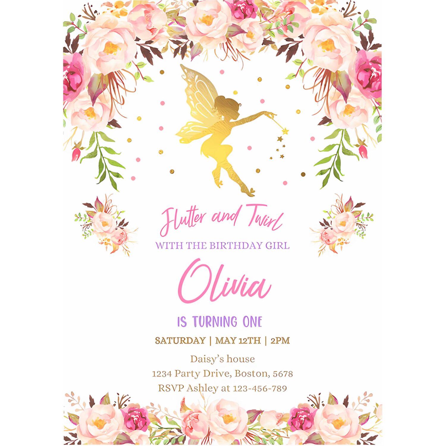 Fairy invitation fairy birthday invitation rustic floral fairy invitation magical floral fairy party 4