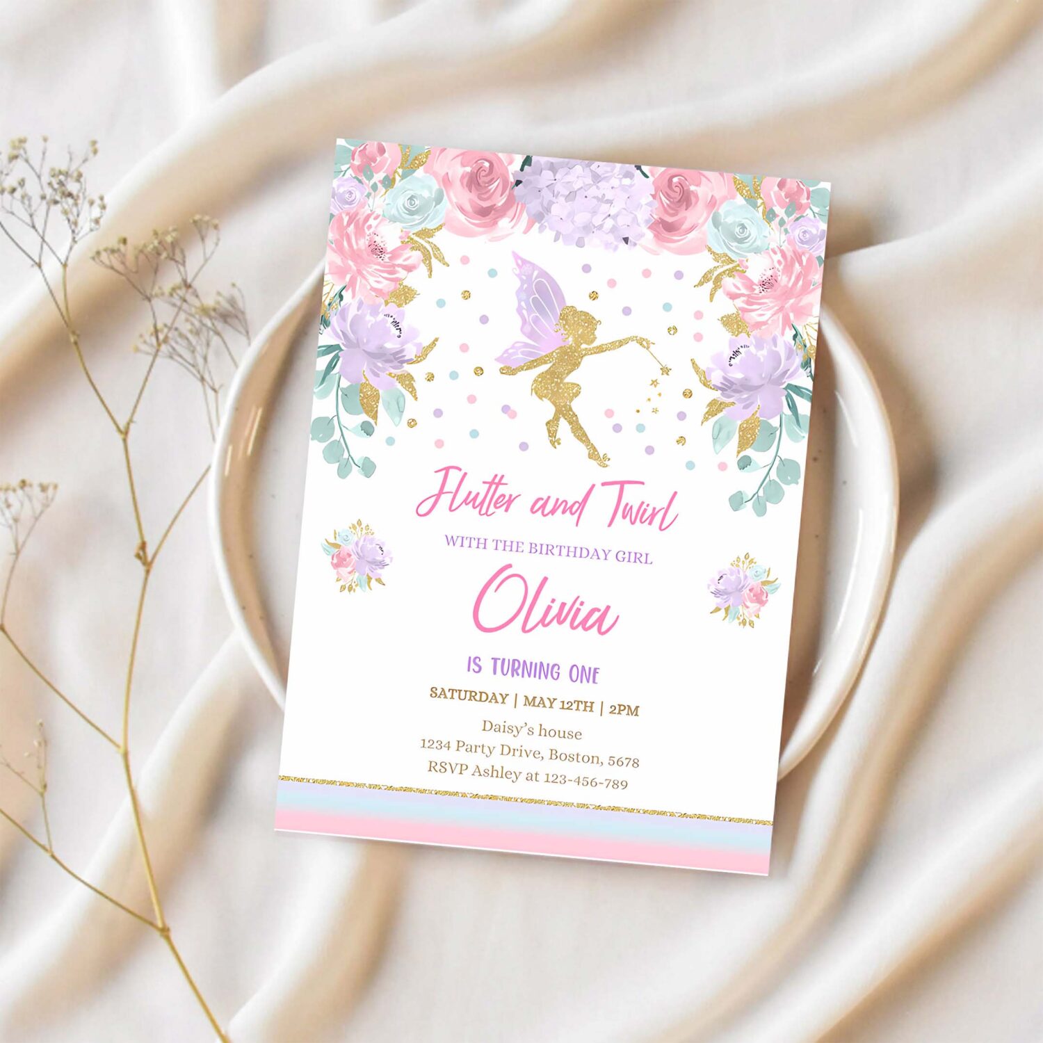 Fairy invitation fairy birthday invitation whimsical enchanted pixie party magical floral fairy party 1