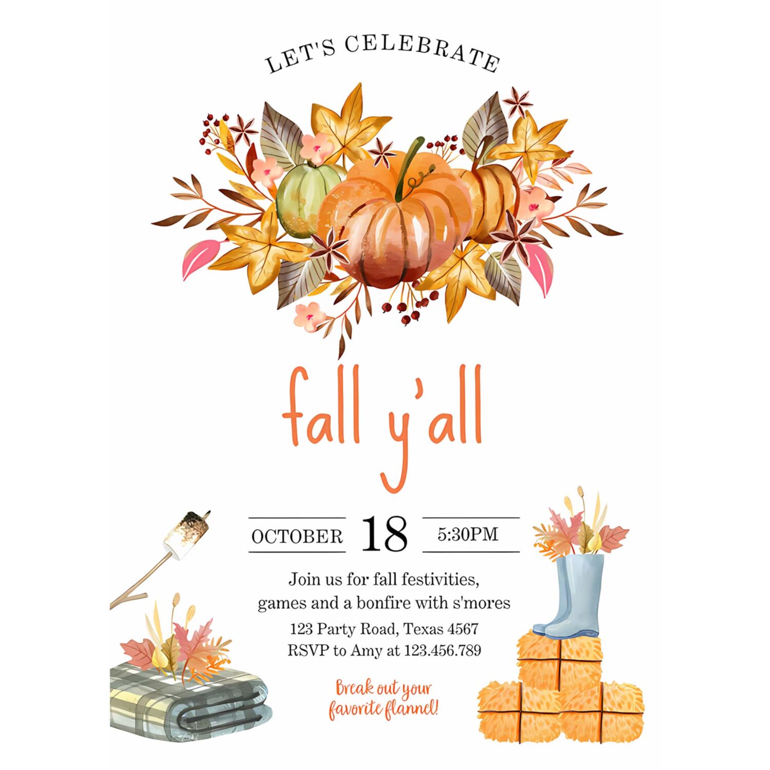 Fall yall party invitation fall festival party backyard bonfire neighborhood all things fall harvest fall fest 4