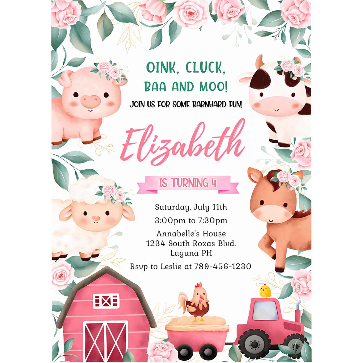 Farm birthday invitation template farm animals birthday invitation farm thank you tag barnyard animal invitation farm invitation 4