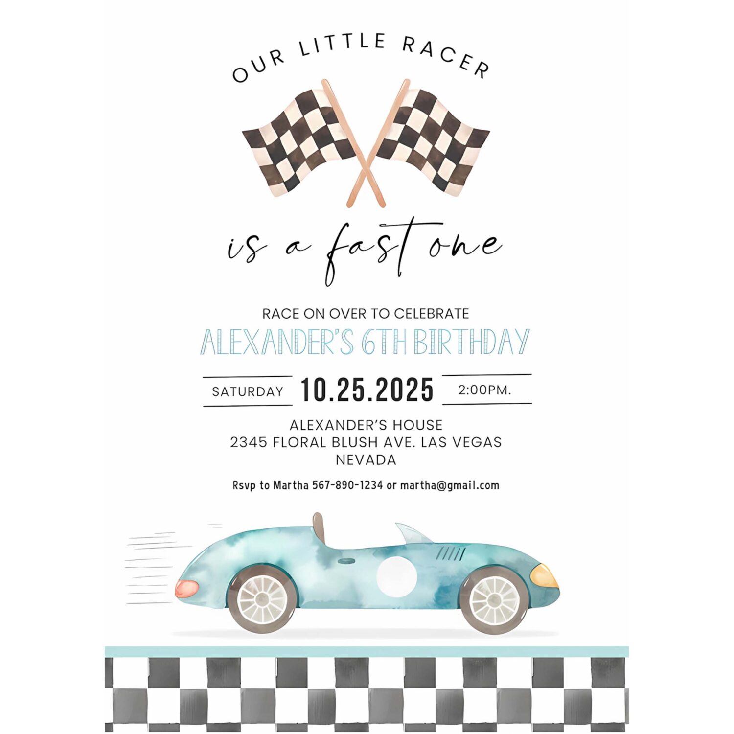 Fast one birthday invitation race car 1st birthday invite racing car vintage racecar 4