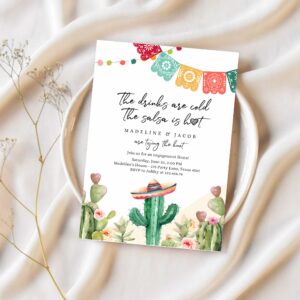 Fiesta engagement invitation couples shower bridal mexican cactus succulent desert floral 1