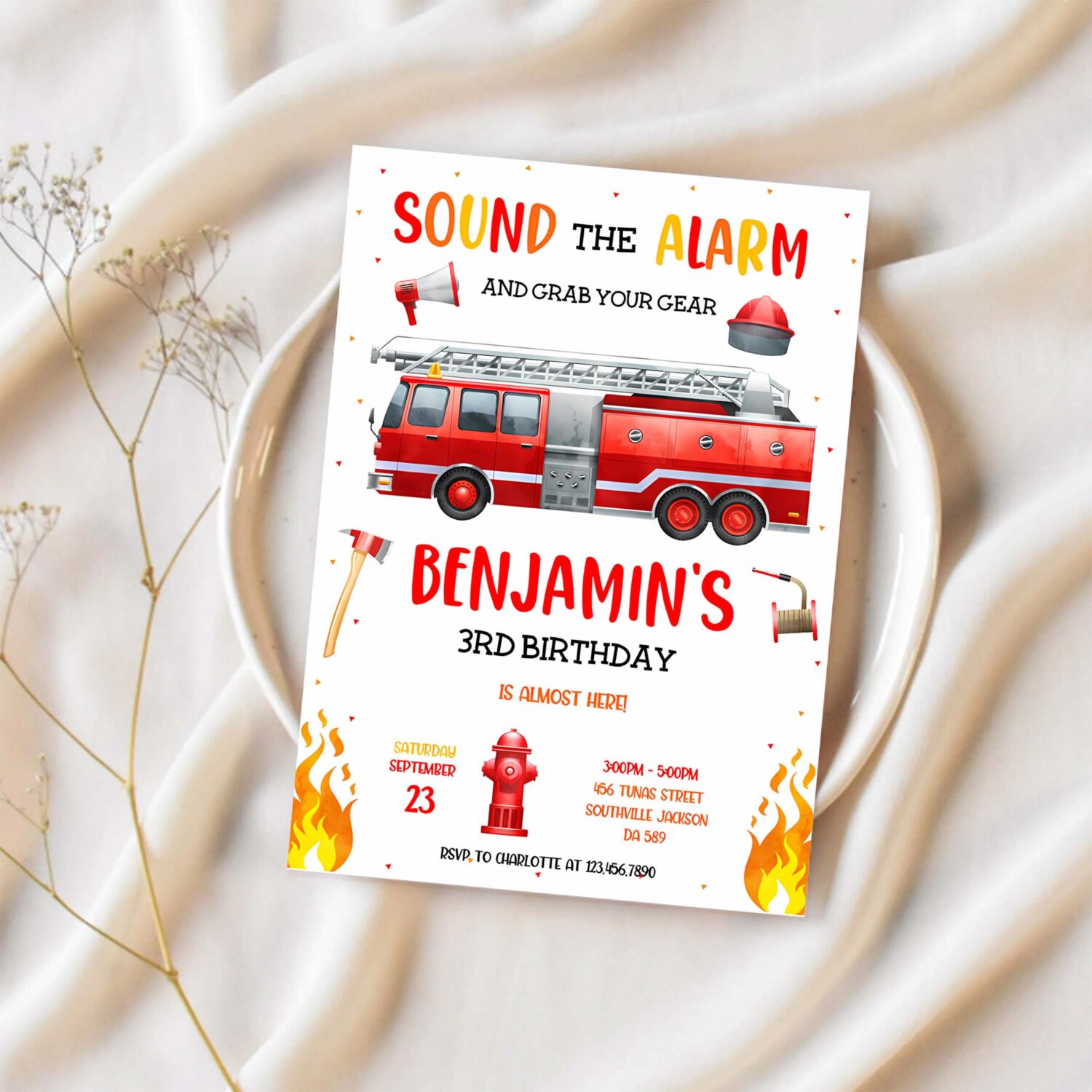 Firetruck boy birthday invitation fire truck birthday invitation firetruck invitation fire truck invitation 1