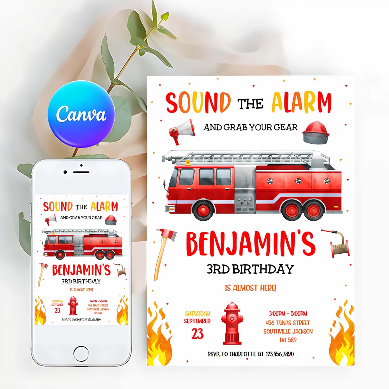 Firetruck boy birthday invitation fire truck birthday invitation firetruck invitation fire truck invitation