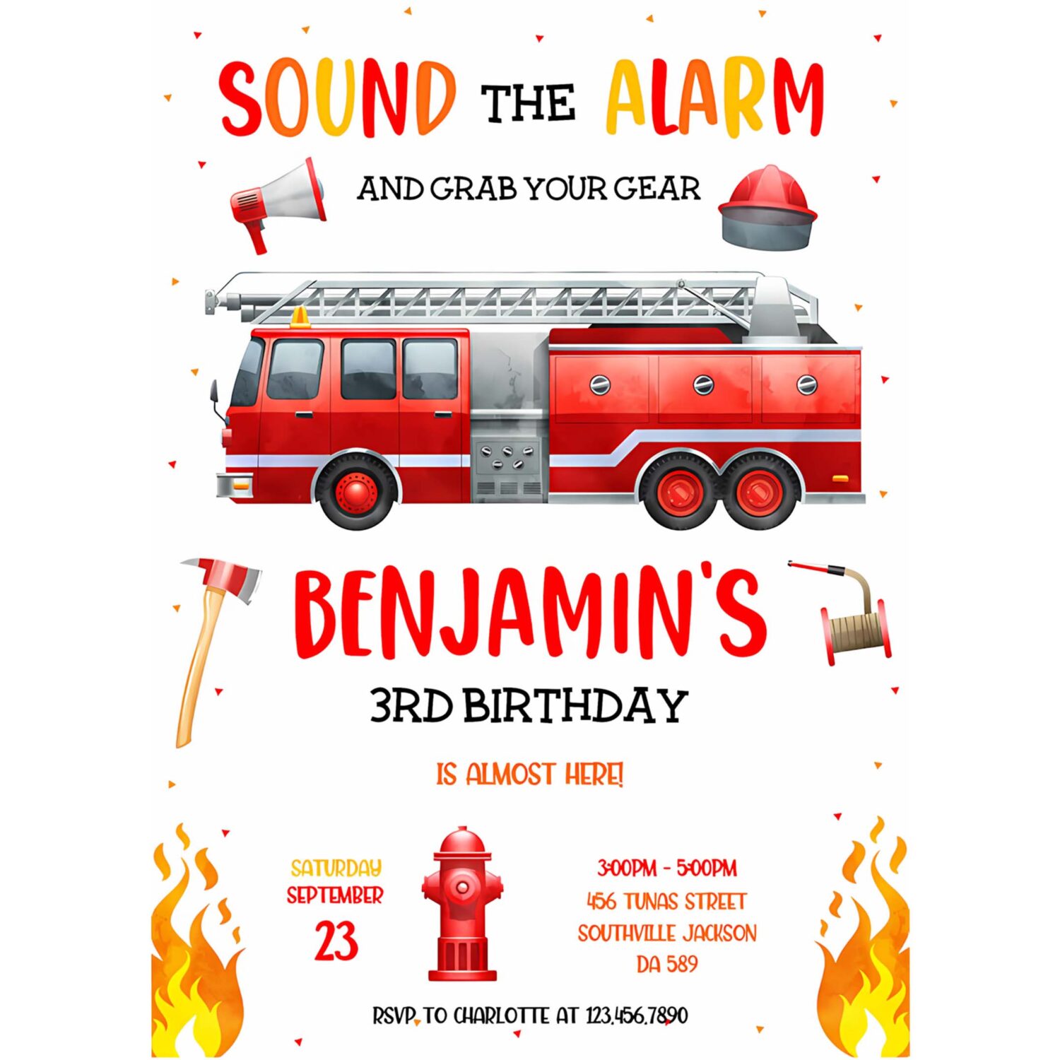 Firetruck boy birthday invitation fire truck birthday invitation firetruck invitation fire truck invitation 4