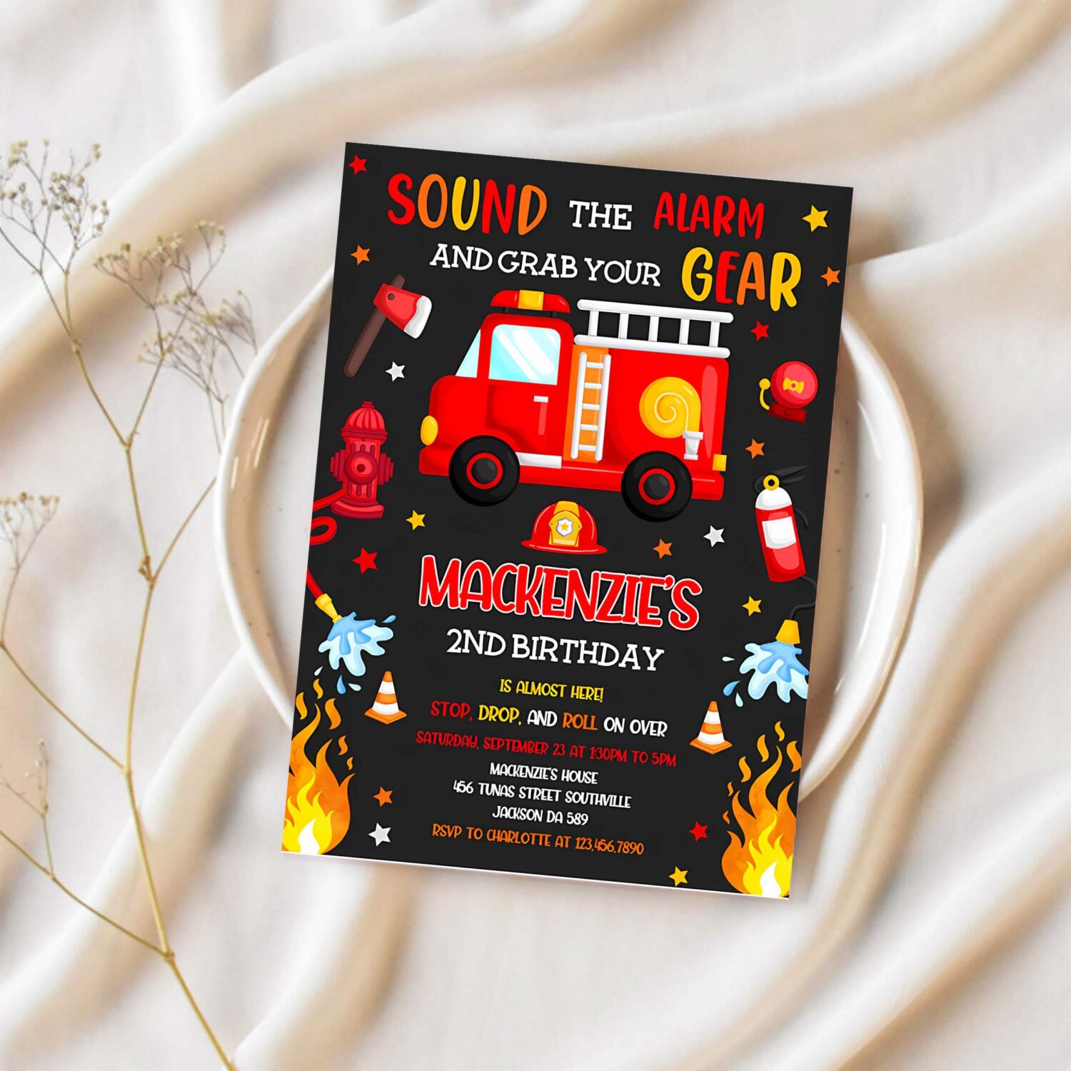 Firetruck invitation fire truck birthday invitation firetruck invitation 1
