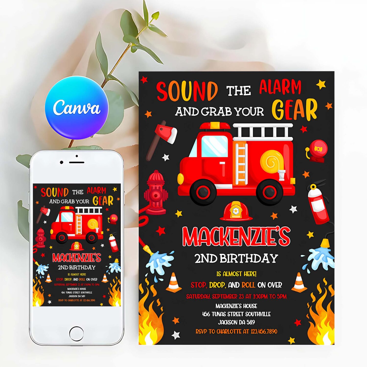Firetruck invitation fire truck birthday invitation firetruck invitation
