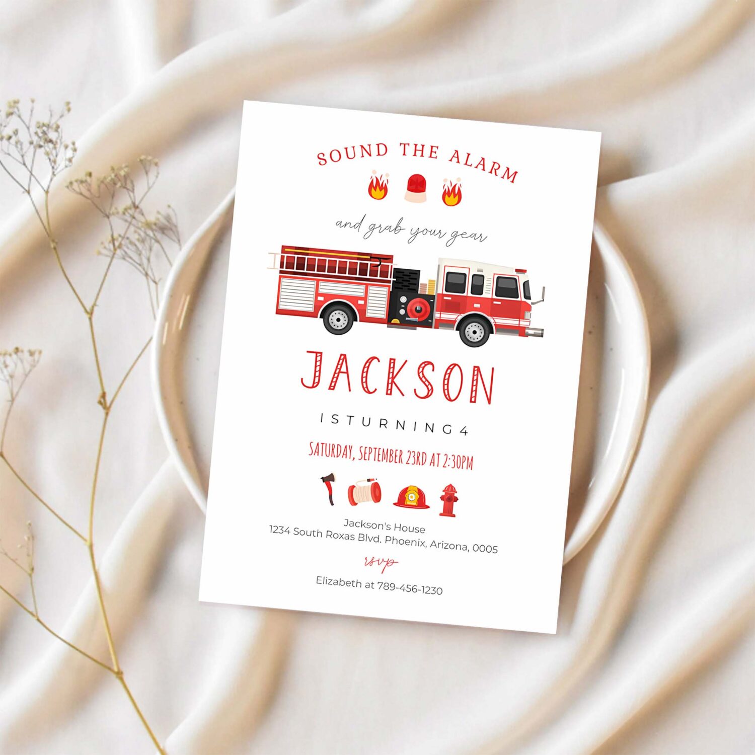 Firetruck invitation fire truck birthday invitation firetruck invitation fire truck invitation 1