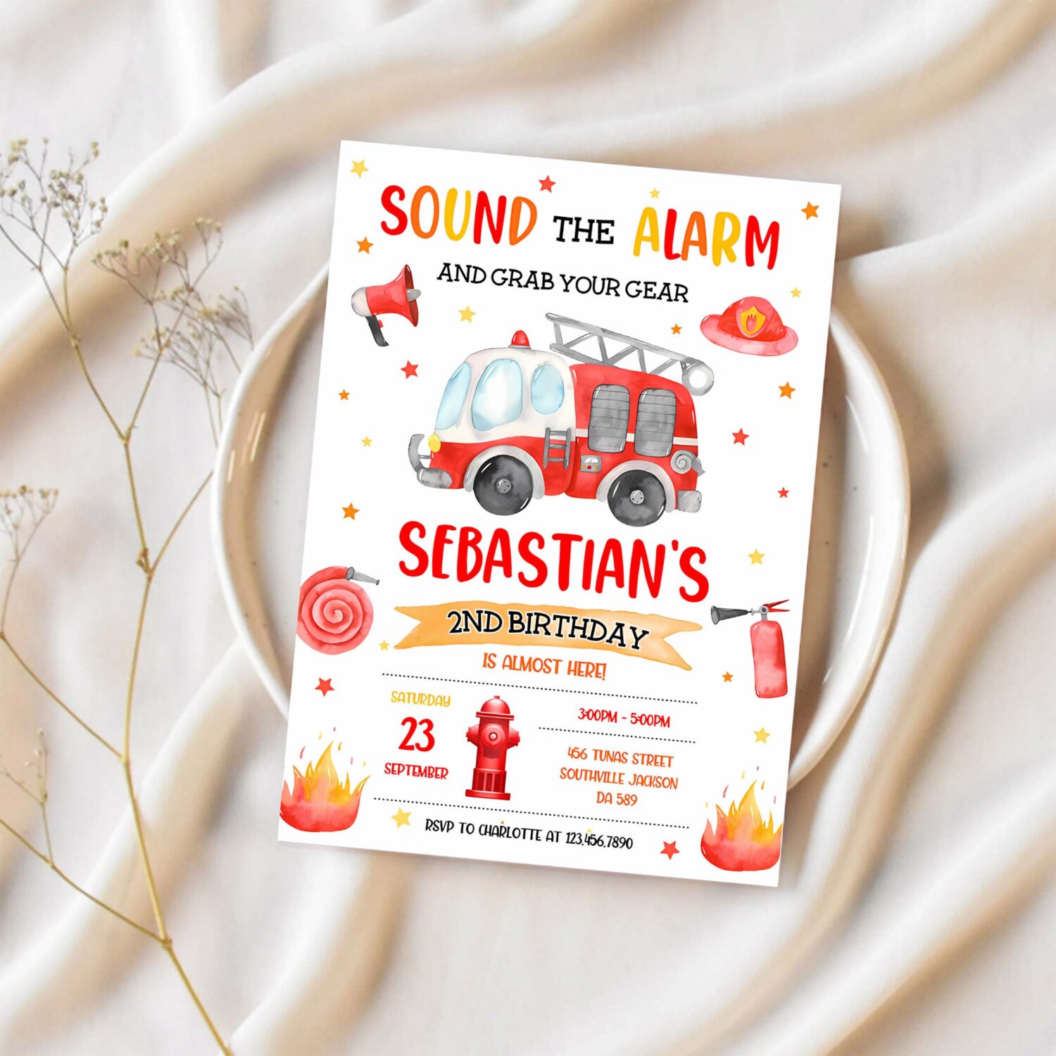 Firetruck invitation fire truck birthday invitation firetruck invitation fire truck kids invitation 1
