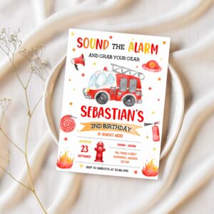 Firetruck invitation fire truck birthday invitation firetruck invitation fire truck kids invitation 1