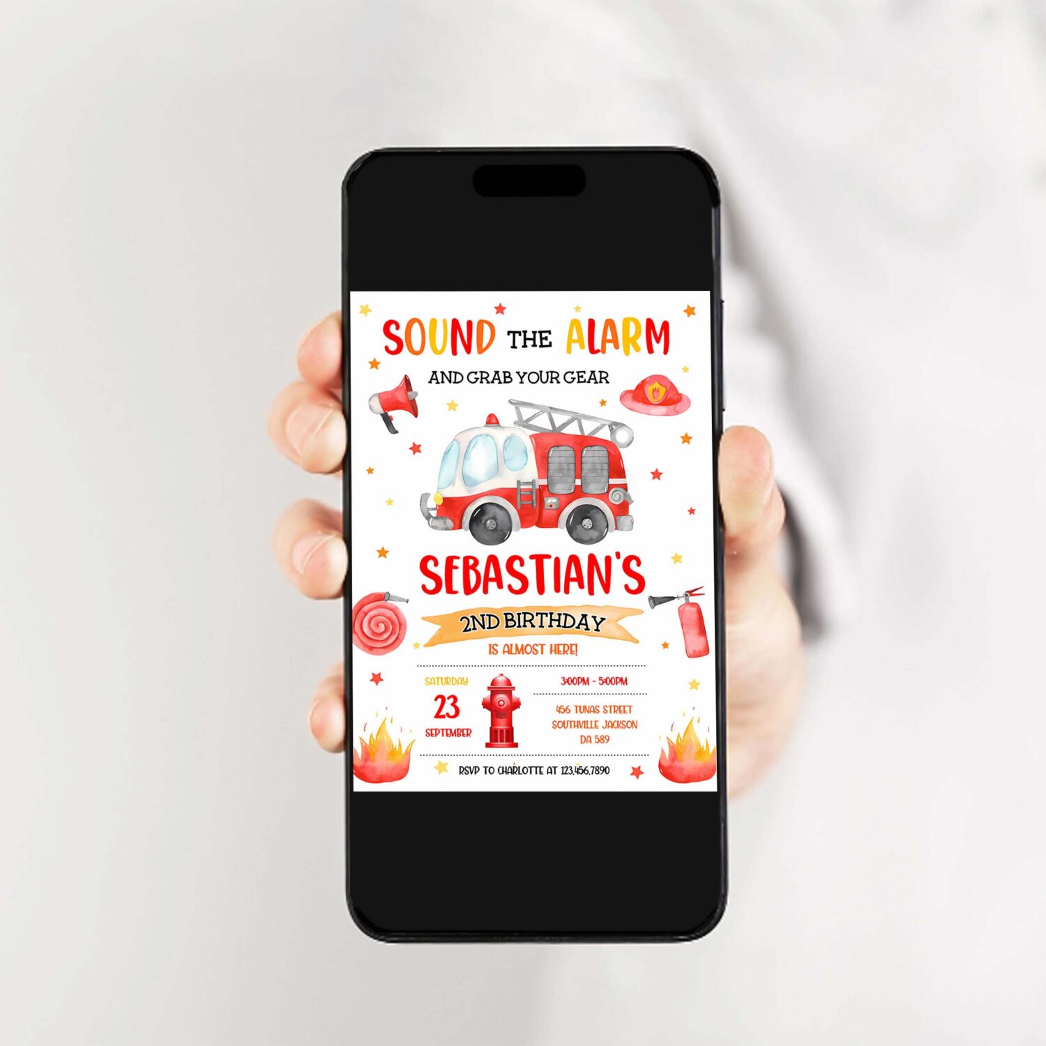 Firetruck invitation fire truck birthday invitation firetruck invitation fire truck kids invitation 2