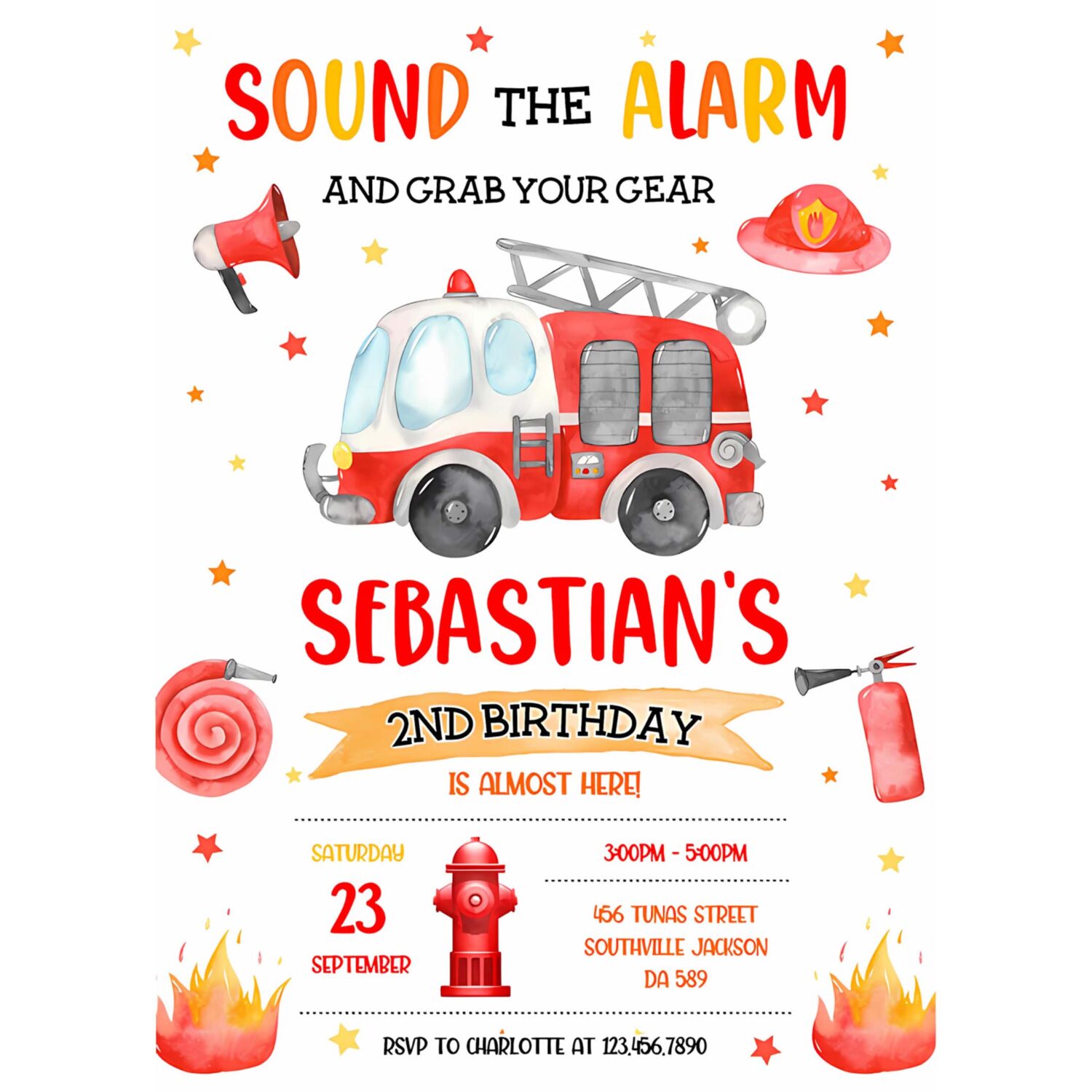 Firetruck invitation fire truck birthday invitation firetruck invitation fire truck kids invitation 4