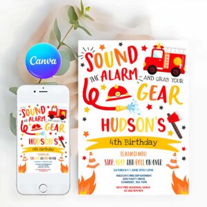 Firetruck Invitation, Firetruck Invitation
