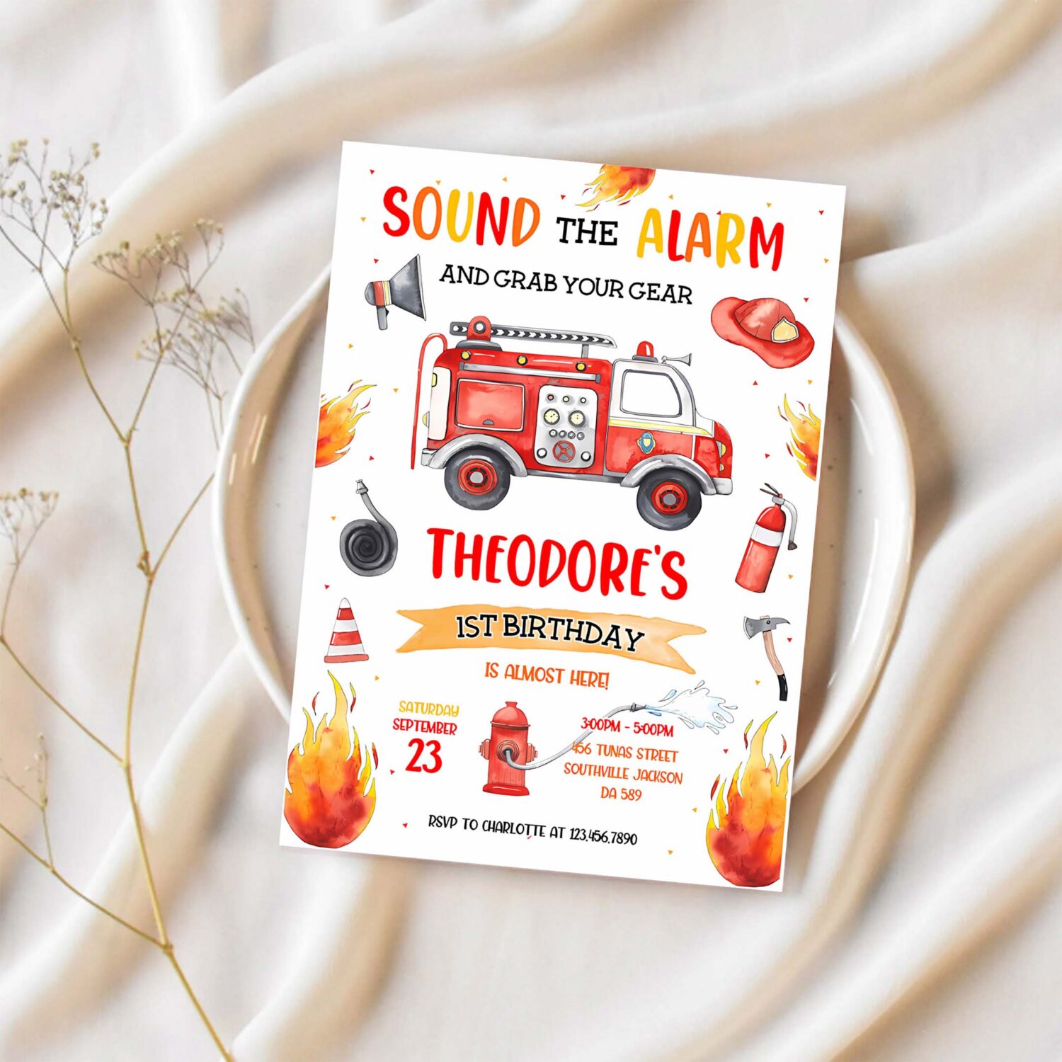 Firetruck invitation red fire truck birthday invitation firetruck invitation fire truck invitation 1