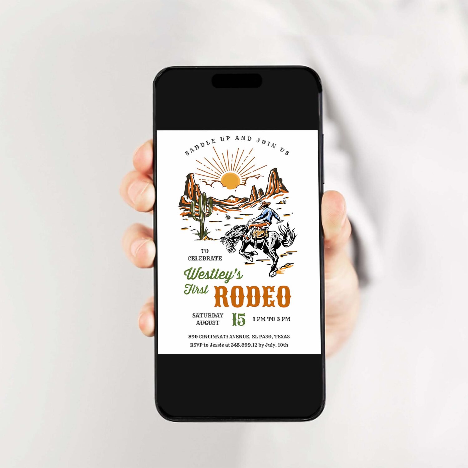 First rodeo birthday for boy wild west cowboy 1st birthday cactus cowboy hat country western invite 2