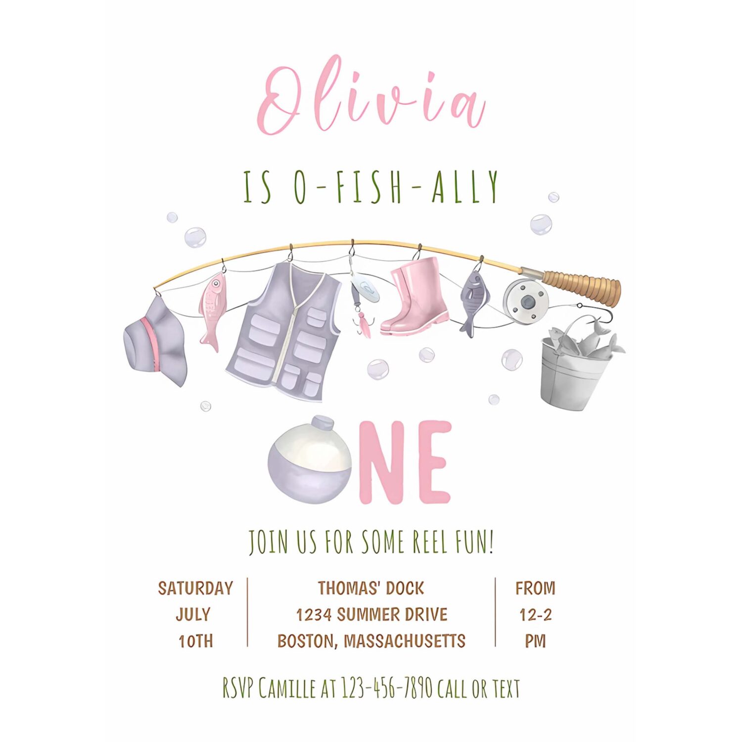 Fishing 1st birthday o fish ally one birthday invitation u94x 4