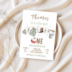 Fishing 1st birthday o fish ally one birthday invitation z57d 1