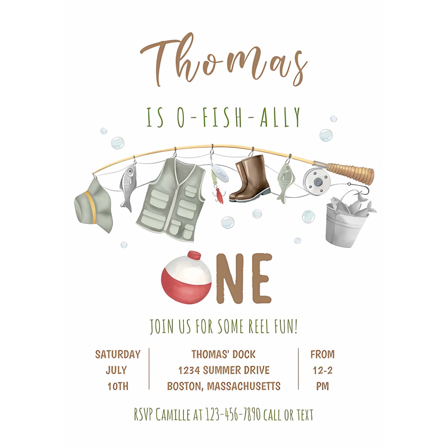 Fishing 1st birthday o fish ally one birthday invitation z57d 4
