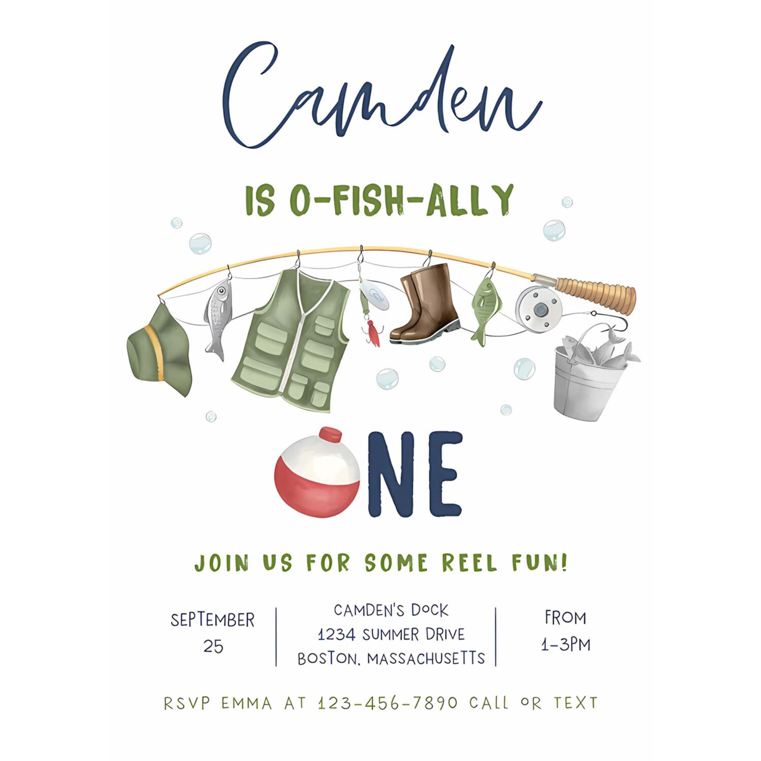 Fishing 1st birthday party invitation o fish ally one boy 1st birthday fisherman party gone fishing party 4