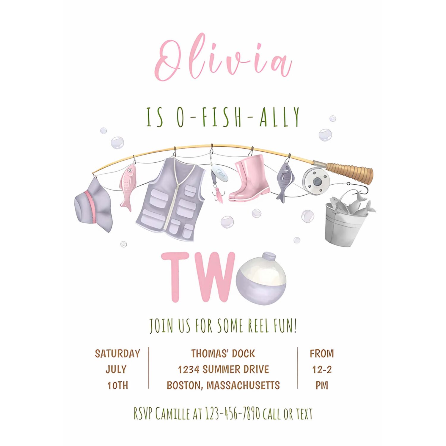 Fishing 2nd birthday o fish ally two birthday invitation q41v 4