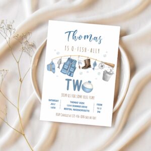 Fishing 2nd birthday o fish ally two birthday invitation y26g 1